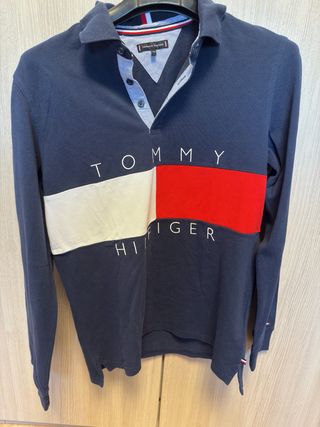 Polo Tommy Hilfiger manga larga azul