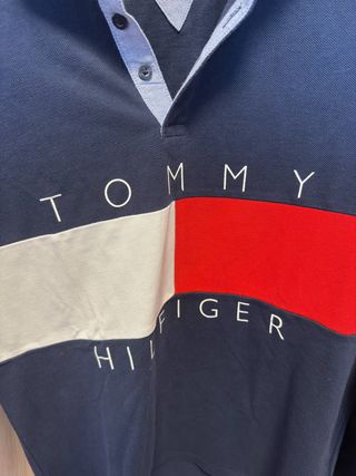 Polo Tommy Hilfiger manga larga azul