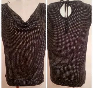 Blusa plateada y negra con lunares Talla XL