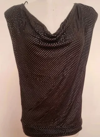 Blusa plateada y negra con lunares Talla XL