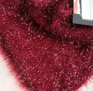 Top Shaggy Glam Glitterato Bordeaux,tg S, nuovo