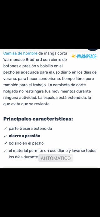 Ropa deportiva WARMPACE