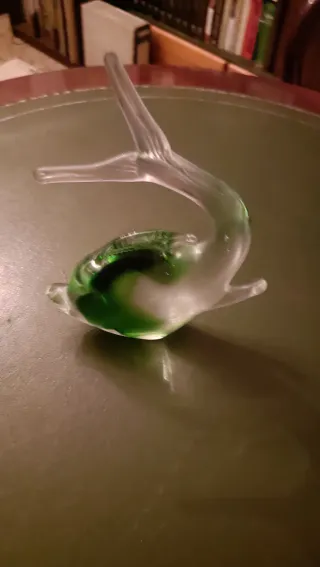 Pesciolino di vetro Murano verde e trasparente