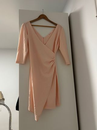 Vestido cruzado drapeado rosa palo Talla L