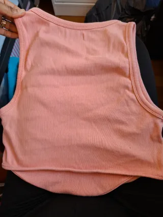 Top corto rosa Polinesia con pedrería