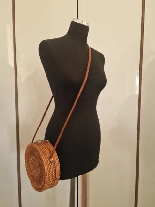 Borsetta tonda vintage in rattan