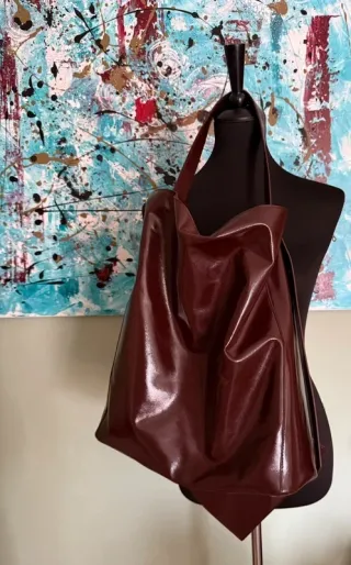 Borsa Zara marrone lucido con pochette