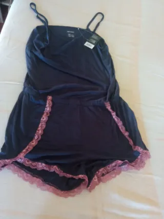 Mono corto Mango XS encaje azul