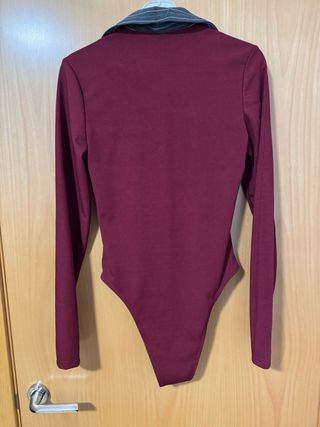 Body manga larga cuello camisero