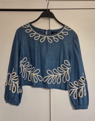 Blusa Tintoreto bordada azul