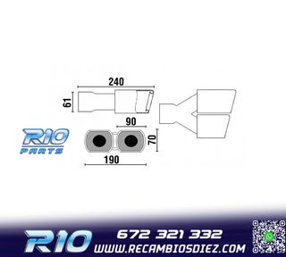 COLA ESCAPE DOBLE RECTANGULAR ACERO INOX