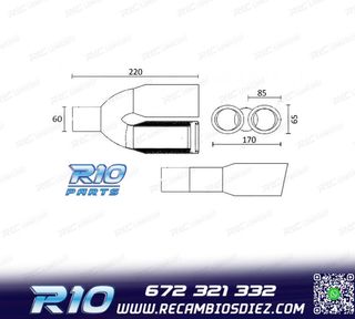 COLA ESCAPE DOBLE OVALADA ACERO INOX