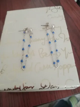 Pendientes de plata con cuentas azules
