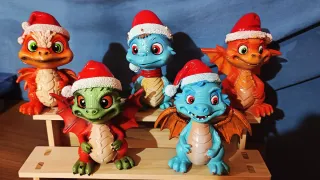 PROMOZIONE DI NATALE Set 5 Draghi Natalizi Resina