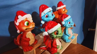 PROMOZIONE DI NATALE Set 5 Draghi Natalizi Resina