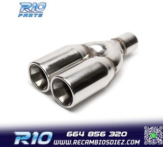 COLA ESCAPE DOBLE REDONDA GRANDE ACERO INOX