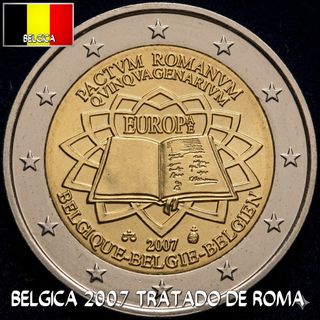 Moneda 2 Euros Bélgica 2007 Tratado Roma