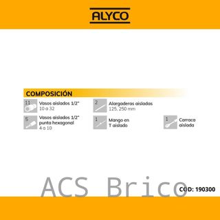 Juego Llaves de Vaso Aisladas de 1/2" - 20 Piezas Alyco 190300
