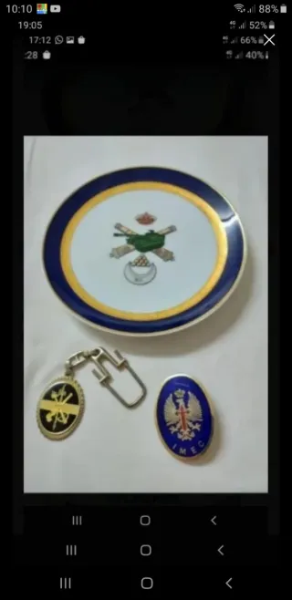 Plato, Llavero y Broche Ejército Español Antiguo