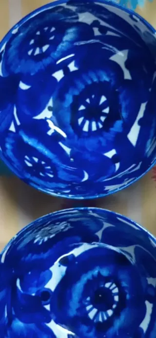 Juego Macedonia Cerámica Azul Flores