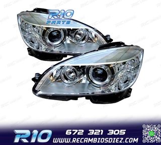 FAROS XENON MERCEDES CLASE C W204 07-11 FONDO CROMO