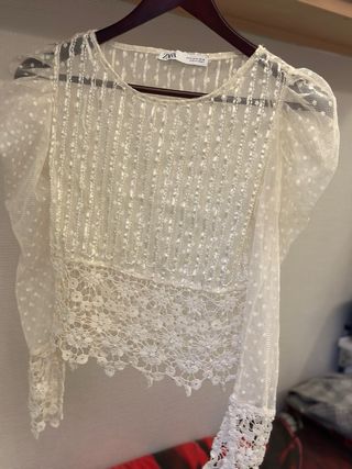 Body Zara Blanco Encaje Transparente