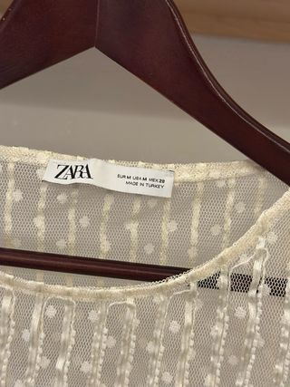 Body Zara Blanco Encaje Transparente