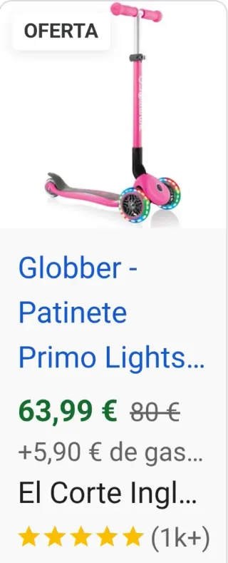 Patinete Globber rosa 3 ruedas