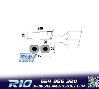 COLA ESCAPE DOBLE RECTANGULAR ACERO INOX