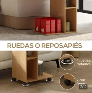 Mesa auxiliar  Para Sofá  En Forma De C Con Ruedas