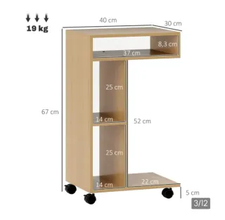 Mesa auxiliar  Para Sofá  En Forma De C Con Ruedas