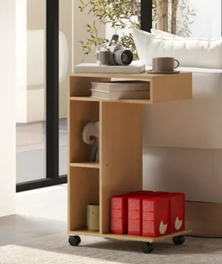 Mesa auxiliar  Para Sofá  En Forma De C Con Ruedas