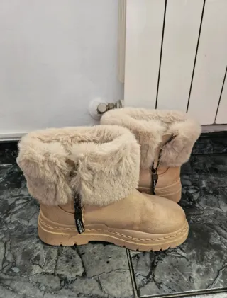 Botines de pelo beige