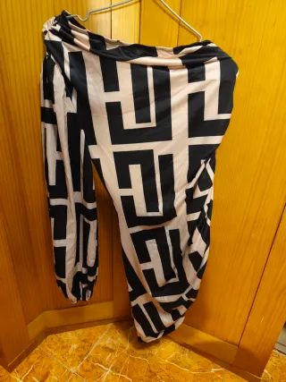Vestido estampado beige y negro talla única