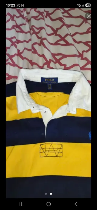 Polo Ralph Lauren Rayas Azul y Amarillo Xl niño