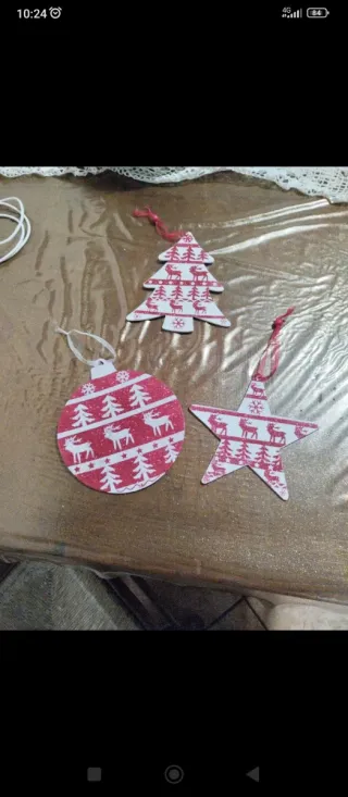 Decorazioni Natalizie Legno Rosso Bianco