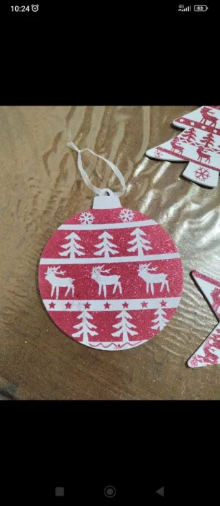 Decorazioni Natalizie Legno Rosso Bianco