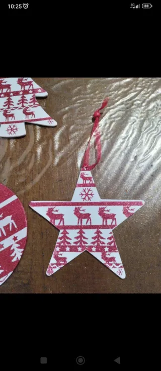 Decorazioni Natalizie Legno Rosso Bianco