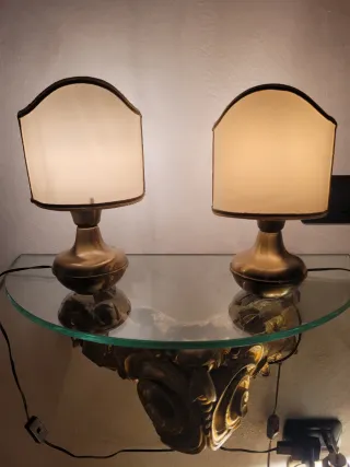 Coppia Lampade Tavolo Ottone Anni '60