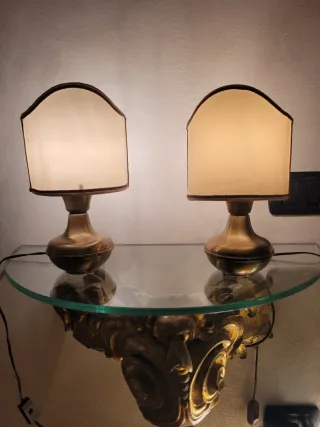 Coppia Lampade Tavolo Ottone Anni '60