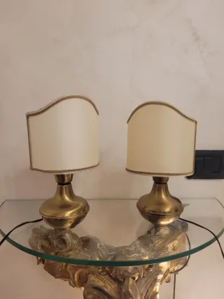 Coppia Lampade Tavolo Ottone Anni '60