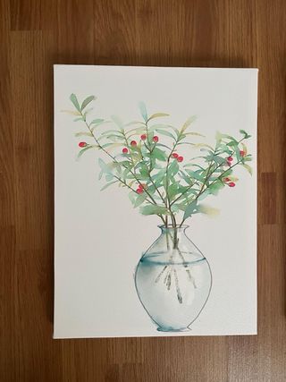 Set di 3 quadri su tela con fiori e vasi