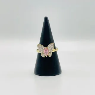 ANILLO MARIPOSA PEQUEÑA ROSA. Oro 18k.