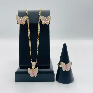 COLGANTE MARIPOSA PEQUEÑA ROSA. Oro 18k.