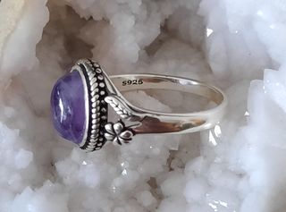 Anillo Plata de Ley 925 y Amatista - Talla 17