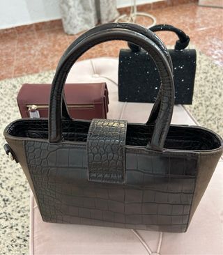 Lote de 3 bolsos nuevos: Negro, Burdeos, Marrón