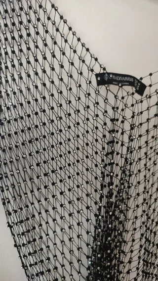 Top Malla Stradivarius Negro/Plata Talla Única