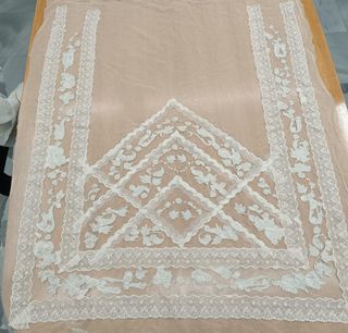 Delantal Fallera Tul Bordado Beige