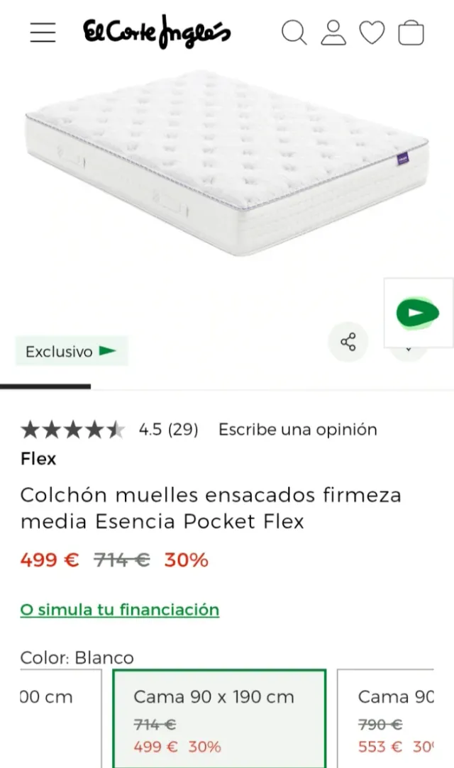 90x190 FLEX ESENCIA POCKET COLCHÓNES NUEVOS