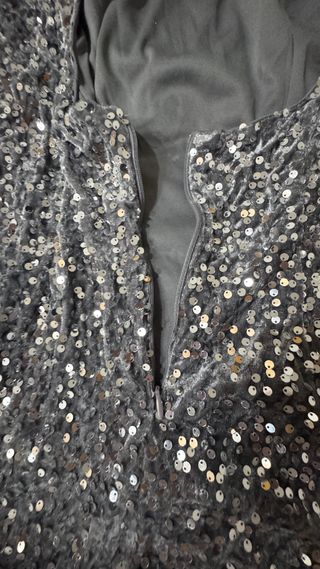 Vestido fiesta lentejuelas plateado talla m/l